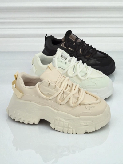 Damskie sneakersy beżowe Athenia z ekoskóry wan platformie 6,5 cm