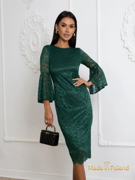 Koronkowa damska sukienka midiz szerokimi rękawami Holly Wow