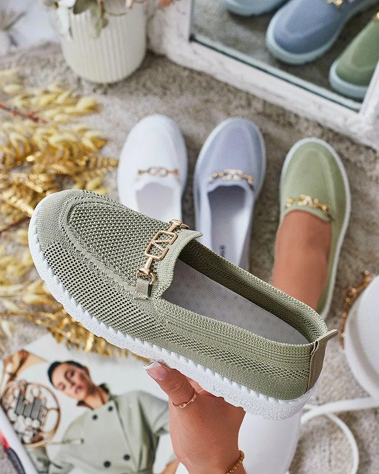 Royalfashion Women's fabric moccasins with gold embellishment Erticae