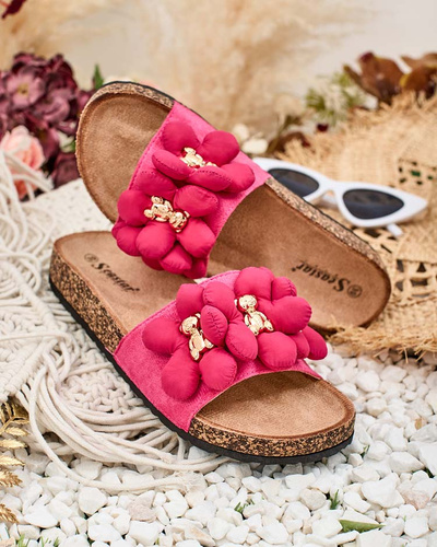 Royalfashion Women's flip-flops with gold teddy bears and flowers Isaralle