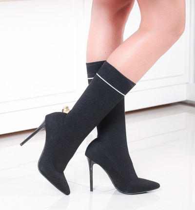 Czarne botki a'la skarpetka Carmen - Obuwie