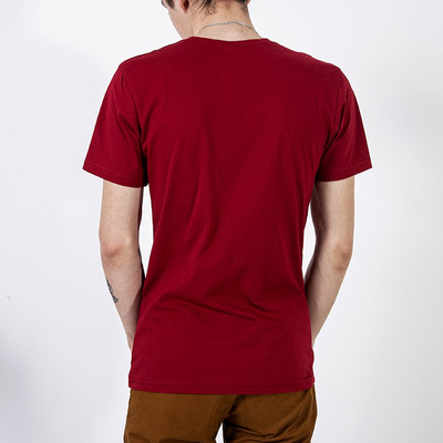 Maroon cotton t-shirt for men with print - Clothing