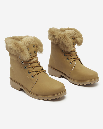 Classic women's boots a'la trappers in camel Lausa- Footwear