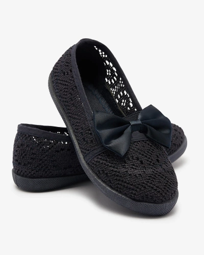 Girls' navy blue slip on sneakers with bow Sweet Time - Footwear