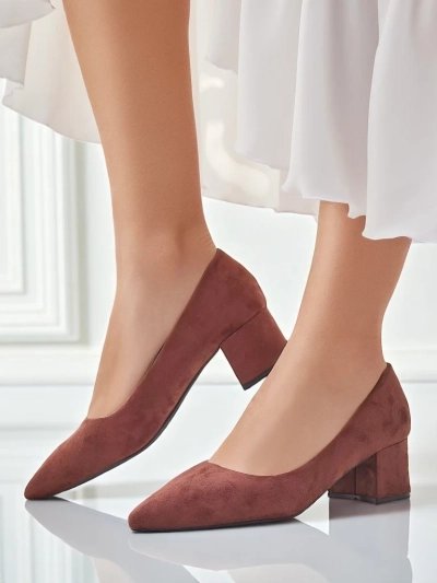 Aurelia Classico – Brown women's suede pumps on a 4.5 cm block heel
