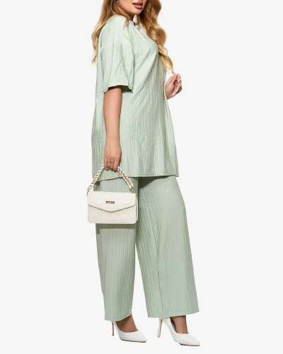 Women's ribbed set in mint color- Clothing