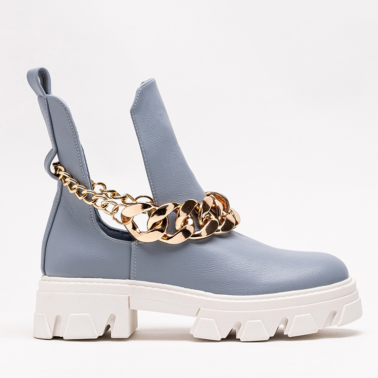 Blue women's boots with chain Tenkay - Footwear