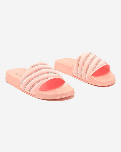 Bright pink women's flip-flops with zircons Erikis - Footwear