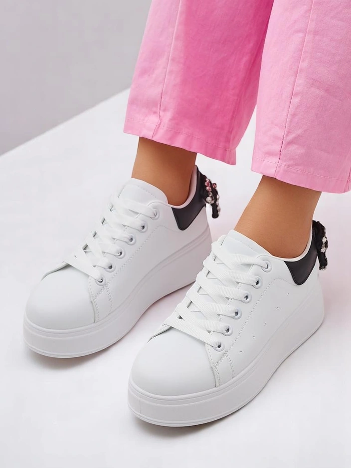 Royalfashion Women's sporty platform sneakers Ribbon Bow