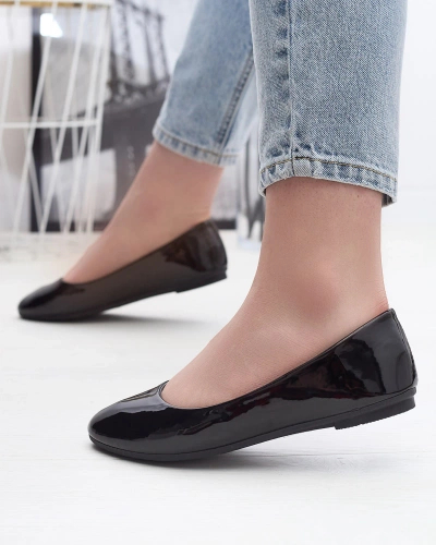 Black Women's Lacquered Ballerinas Fama - Footwear