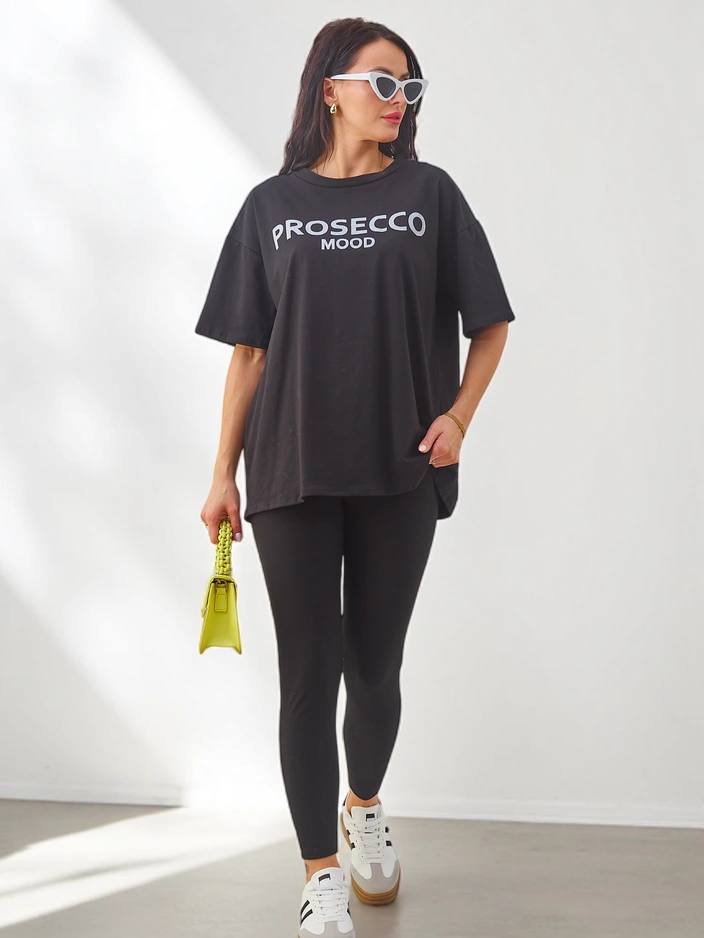 Royalfashion Sieviešu kokvilnas komplekts ar īsām piedurknēm un legingiem