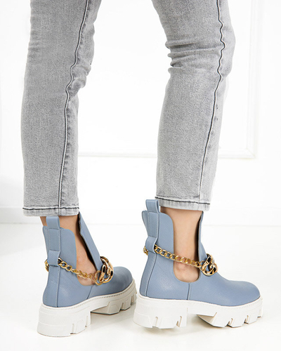 Blue women's boots with chain Tenkay - Footwear