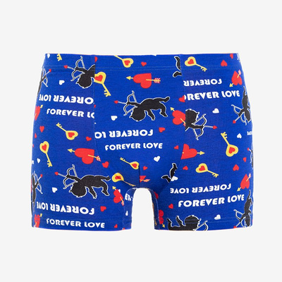 Navy blue men's boxer shorts with print - Underwear