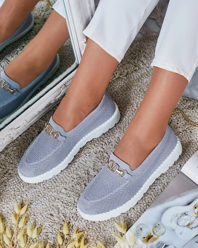 Royalfashion Women's fabric moccasins with gold embellishment Erticae