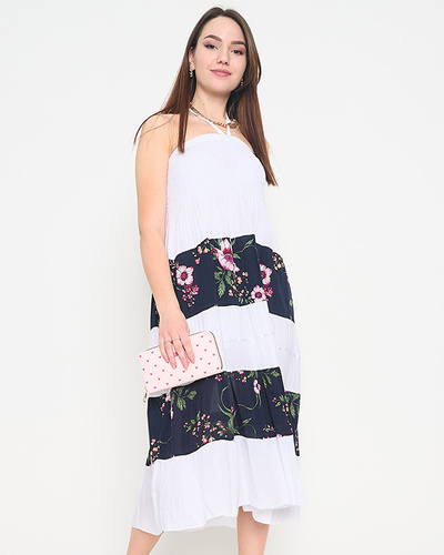 White floral dress PLUS SIZE - Clothing