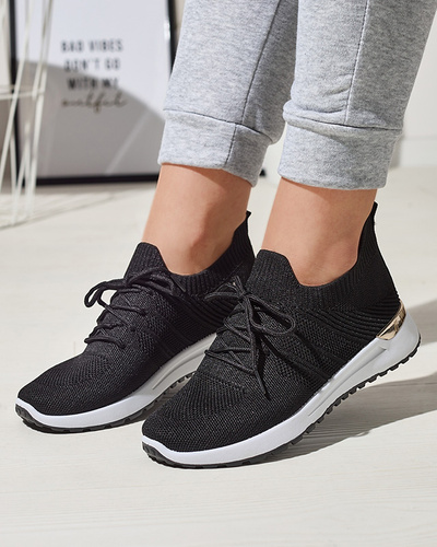 Black woven sports shoes for women Ferroni - Footwear