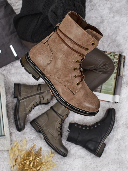 Eco-leather laced women's ankle boots Ravonna