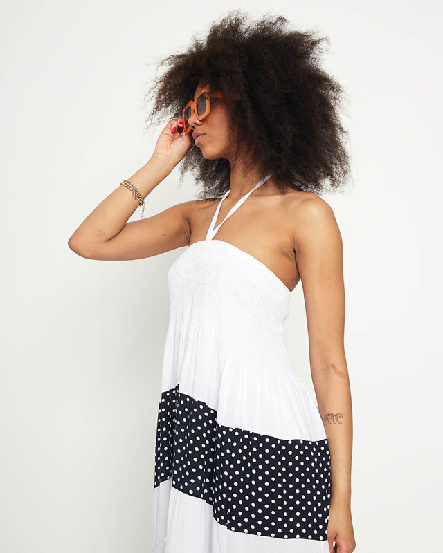 White polka dot maxi skirt PLUS SIZE - Clothing