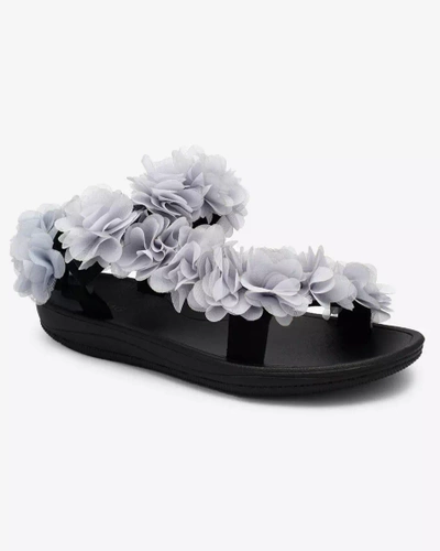 Royalfashion Grey women's sandals with flowers Alferroy