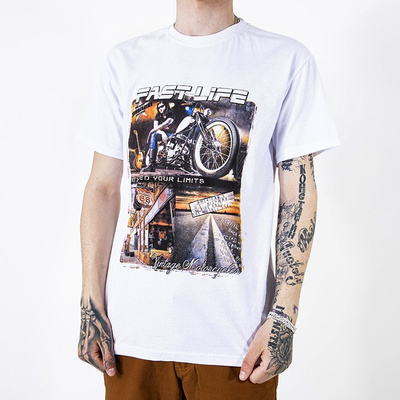 White Cotton Men's Printed T-Shirt - Clothing