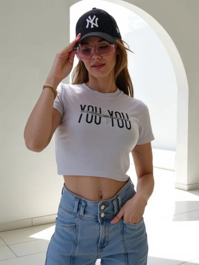 Royalfashion Women's Cotton Crop Top with the Inscription