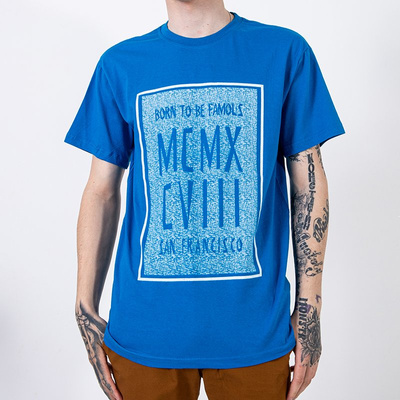 Men's cobalt cotton t-shirt with print - Clothing