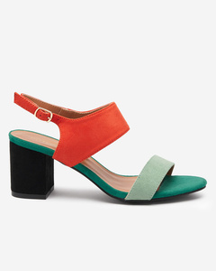 Colorful women's sandals on a post Dominco- Footwear