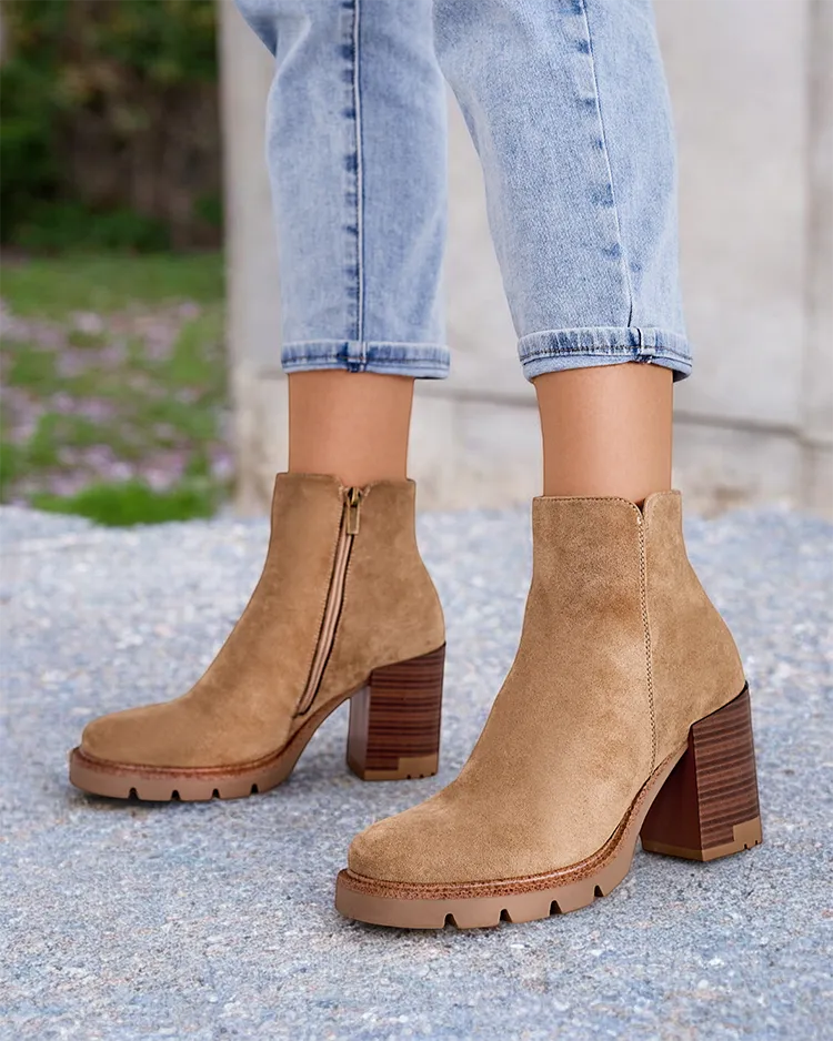 Royalfashion Ladies ankle boots on a post Mribo