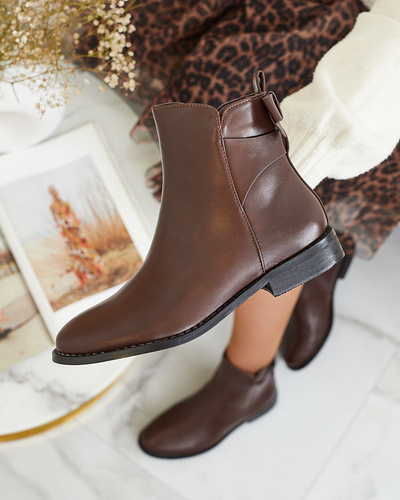 Royalfashion Dark brown women's boots a'la sztyblety with bow Eterde