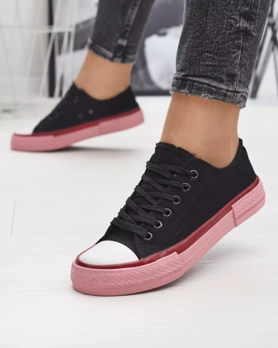 Black women's sneakers with a pink sole Werisa - Footwear