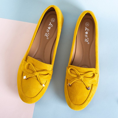 Yellow women's moccasins with a bow Gasioa - Shoes