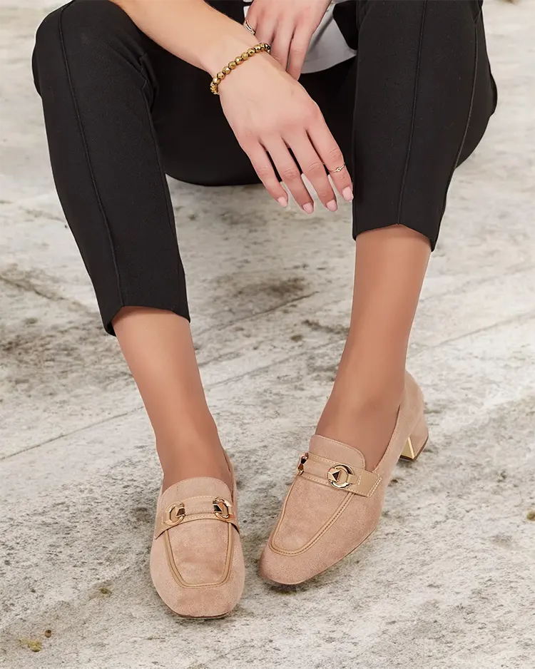 Royalfashion Elegant women's moccasins on a low post Orino