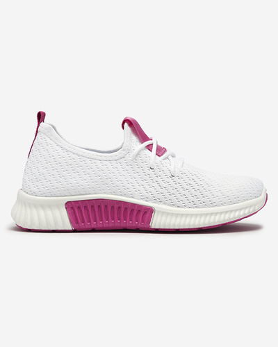 White women's sports shoes with fuchsia inserts Kedeti - Footwear