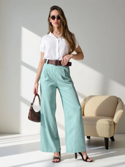 Royalfashion Wide women's trousers with a belt