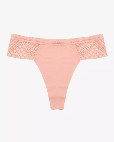 Коралловые женские трусики стринги с кружевом - Нижнее белье