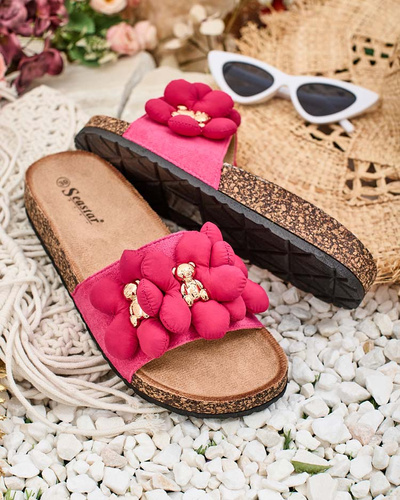 Royalfashion Women's flip-flops with gold teddy bears and flowers Isaralle