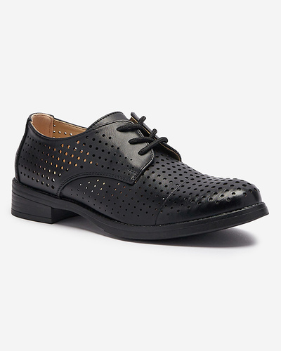 Openwork black women's eco leather half shoes Azedvo- Footwear