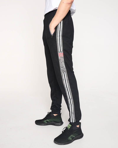 Men's black sweatpants with inscriptions - Clothing