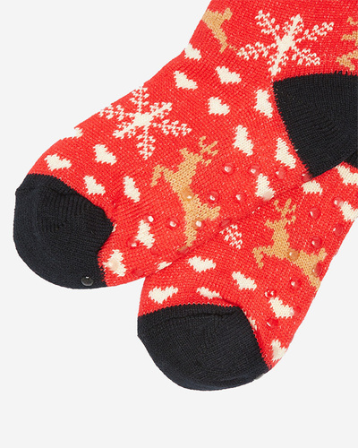 Red women's socks with Christmas pattern - Underwear