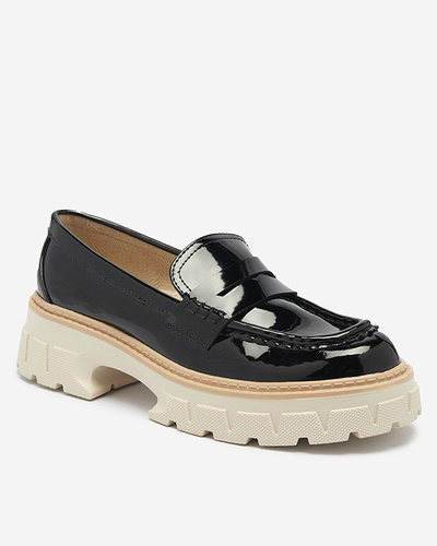 Black lacquered moccasins for women Mewira - Footwear