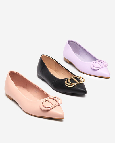 Women's pink pointed ballerinas with an ornament on the toe Manico - Footwear