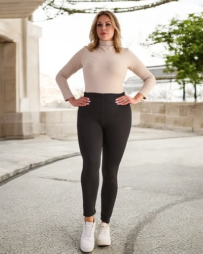 Black classic women's leggings with insulation PLUS SIZE - Clothing