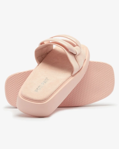 Pink women's flip-flops in eco-suede Omve - Footwear