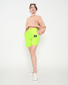 Neon yellow women's shorts above the knee - Clothing