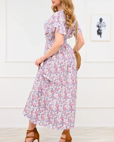 Purple women's floral maxi dress - Clothing