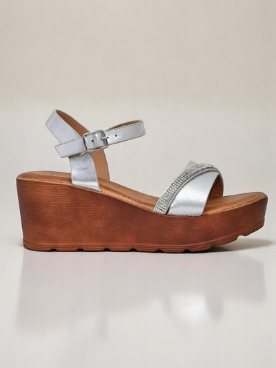 Royalfashion Sieviešu ķīļsandales ar rhinestones un spīdumu Aurora Glow