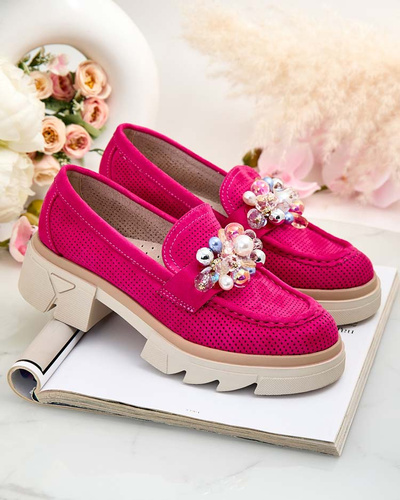 Royalfashion Women's moccasins with colorful Glam crystals