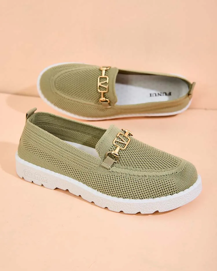 Royalfashion Women's fabric moccasins with gold embellishment Erticae