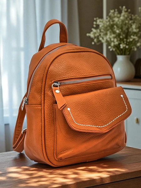 Elegant women's backpack Calista Camel eco-leather Królewska Moda
