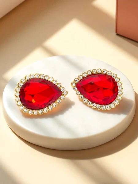 Royalfashion Women's clip-on crystal and cubic zirconia earrings